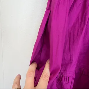 J. CREW Tiered Midi Cotton Poplin Fuchsia Dress Large thumbnail 4