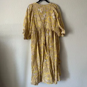 Sundry Anthropologie Floral 3/4 Sleeve Midi Dress Yellow Size 2 thumbnail 5