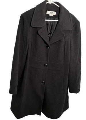 Anne Klein Sport Women's Size XL Peacoat Dark Charcoal Gray Button Down Pockets thumbnail 1