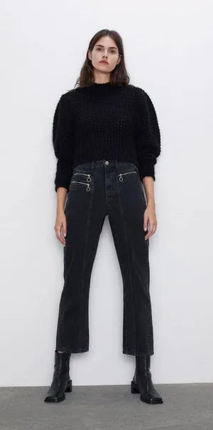 ZARA High rise Straight Jeans thumbnail 1