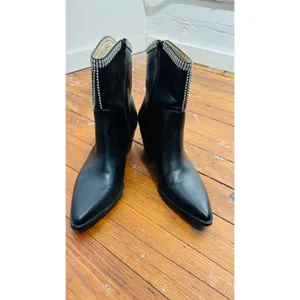 OASIS SOCIETY Black Silver Nash Rhinestone Fringe Ankle Western Diva Boots sz 10 thumbnail 7