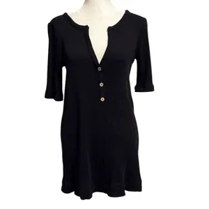 Free People Beach Size S Jane Shift Mini Dress Ribbed Black OB1903813 thumbnail 2
