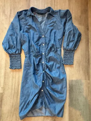 Veronica Beard Allie Ruched Chambray Mini Dress Denim Blue Buttons Collar Sz 2 thumbnail 3