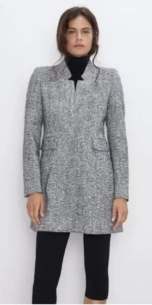 Zara Grey Herringbone jacket thumbnail 1