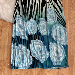 Y2K Zebra Floral Cutout Maxi Dress Blue Rose Strapless Glam Deadstock thumbnail 3