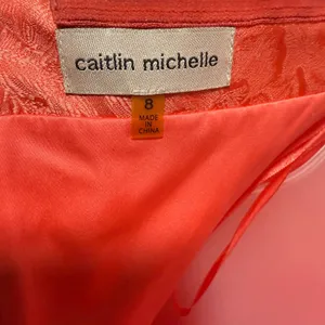Caitlin Michelle Halter Dress Women 8 Coral Pink‎ Excellent Floral Brocade Party thumbnail 6