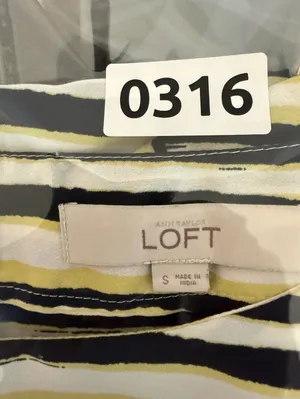 Ann‎ Taylor Loft Women's Striped Short Sleeve Blouse with Back Button Detail thumbnail 8