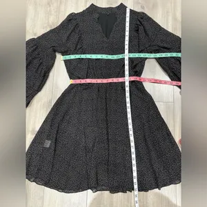 Women’s Dress Black Polka Dot Long Sleeve Bohemian Ruffle Size S thumbnail 3