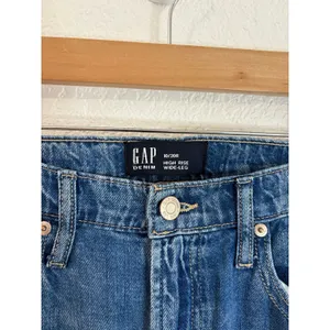 Gap High Rise Wide Leg Jeans Womens Size 10 30R Dark Wash NWT thumbnail 4