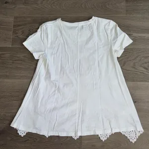 Zara white eyelet trimmed short sleeve tee thumbnail 2