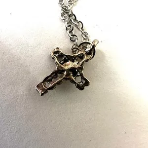 Silver tone and black dainty cross necklace thumbnail 5