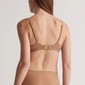 NWOT Quince Second Skin Crossover Bralette (2-pack) in Mocha Nude Sz M thumbnail 2