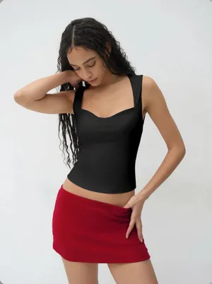 Cider Double Layered Sweetheart Neckline Tank Top thumbnail 1
