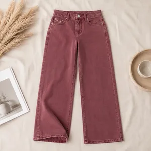 Wild Fable Women Low-Rise Wide Leg Jeans Burgundy Rose 100% Cotton Size 8R NWT thumbnail 3