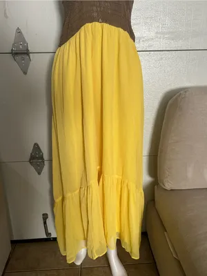 Zara Brown Crochet Bodice Yellow Maxi Dress thumbnail 3