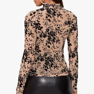 Sweaty Rocks Womens Long Sleeve Mesh Shirt Floral Sheer Top Blouse Size L NWT thumbnail 2