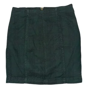 Free People Green Plaid Skirt Women's Sz 2 Fall Academia School Librarian Preppy thumbnail 1