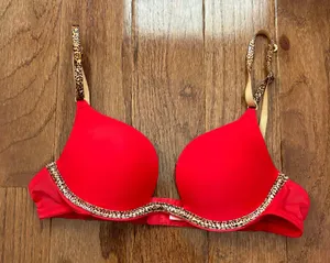 Y2k Victoria’s secret very sexy red push up bra with cheetah print details 32A thumbnail 1