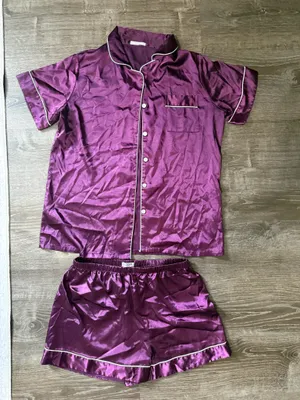 Ekouaer Amazon Matching Set Pajama Satin pink and plum thumbnail 2