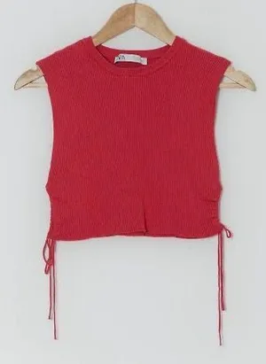 Zara Pink Sleeveless Ribbed Crop Top thumbnail 1