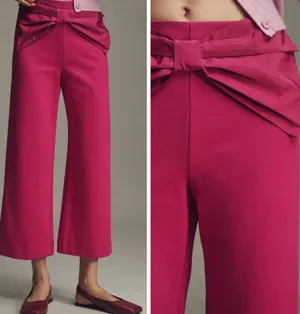 Anthropologie Maeve The Colette Bow-Waist Crop Wide-Leg Pants, Size 25 thumbnail 2