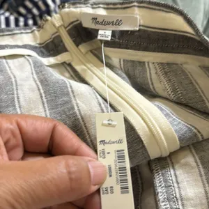 NWT Madewell striped lace up linen/cotton Pockets skirt size 6 ‎ OLDSTOCK thumbnail 6