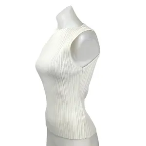 DISSH Women's White Sleeveless Ribbed Knit Boat Neck Cropped Tank Top Size XL thumbnail 2