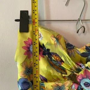 Anthropologie Strapless Midi Dress Floral Silk Blend Yellow Wedding Guest Small thumbnail 9