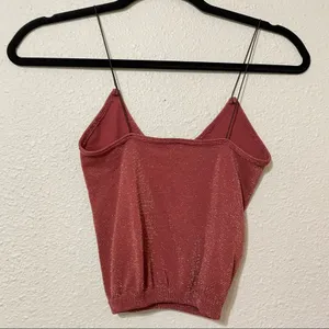 Intimately Free People Red Gold Glitter Crop Top Sleeveless Blouse Womens S Tank thumbnail 4