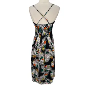 NWT Banana Republic Strappy Pintuck Maxi Dress Tropical Palm Leaf Print‎ Size 0 thumbnail 6