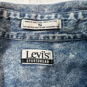 Vintage 80s Levis Sportswear Acid Wash‎ Denim Button Up Shirt Small Sequin Bow S thumbnail 13