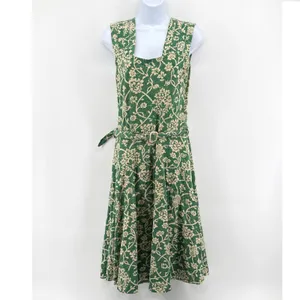 Effies Heart Green Floral Cage Strap Midi Dress S Belted Pockets Stretch Cotton‎ thumbnail 2