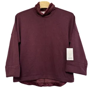 NEW Athleta Womens XL Spiced Cabernet Heather Cozy‎ Karma Funnel Neck Sweatshirt thumbnail 1