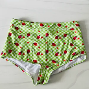 Unique Vintage Gingham & Ladybug Print Ruched & Ready Swim Bottom- Size L- NWT thumbnail 2