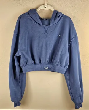 For Love & Lemons Womens Slate Blue Josie Cropped Hoodie Medium thumbnail 1