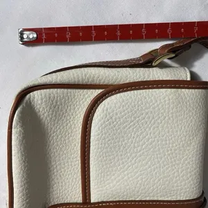 Vintage Style Ivory & Brown Faux Leather Crossbody Shoulder Bag Preowned thumbnail 13