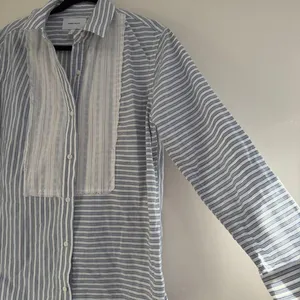 Current/Elliott Rosie Blue Striped Hi-Lo Button-Down Shirt Bib Detail Size 1 Sm thumbnail 5