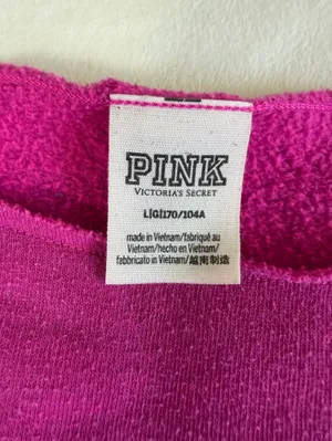 PINK - Victoria's Secret Everyday Lounge Crop Crew Sweater Jacket Top Fuchsia L thumbnail 2