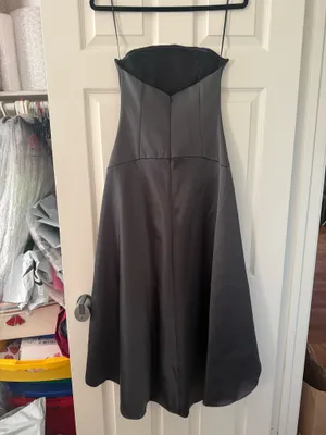BNWT Zara Dark Gray ZW Collection Asymmetric Satin Dress thumbnail 11