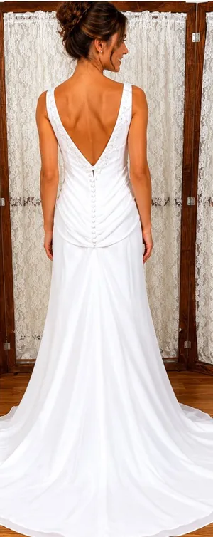 Gorgeous New Mori Lee Simple Chiffon Wedding Gown thumbnail 1