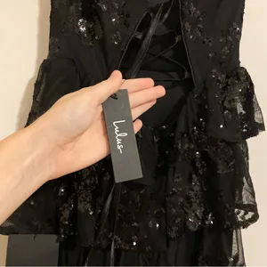 NWT Lulu's Definite Glamour Black Sequin Bustier Maxi Dress size Small thumbnail 9