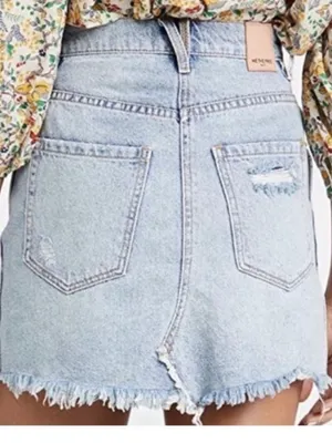 NWT‎ Free People brea cut off mile high blue Jean Skirt size 30 thumbnail 2