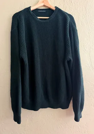 Brandy Melville Dark Green Ribbed Crewneck Sweater thumbnail 1
