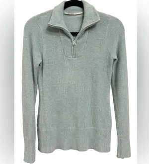 Athleta Women’s Baby Blue Teddy Cozy Baby Blue Quarter Zip Long Sleeve Top Small thumbnail 1