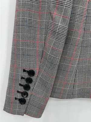 Banana Republic Glen Blazer Jacket Plaid Print Double-Breasted Stretch Size 2 thumbnail 15