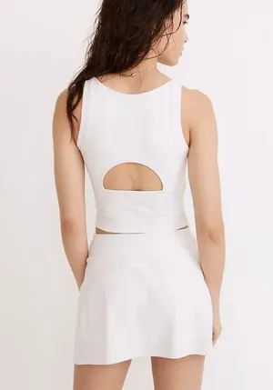 Madewell NWT MWL Flex Cutout-Back Tank White Activewear Workou thumbnail 3