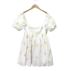 Altar’d State Daisy Embroidered Babydoll Mini Dress White Puff Sleeve Sz Medium thumbnail 3