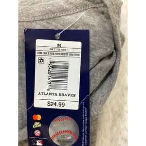 Majestic Atlanta Braves MLB‎ Womens Medium Gray V-Neck Graphic T-Shirt NWT thumbnail 5