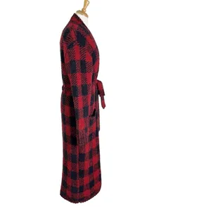 NWT SKIMS Knit Unisex Belted Robe Brick Buffalo Plaid Red Black Size S/M thumbnail 9