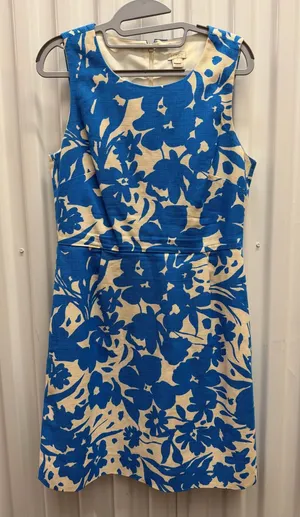 J. Crew Blue and Cream Floral Mini Sheath Dress thumbnail 1